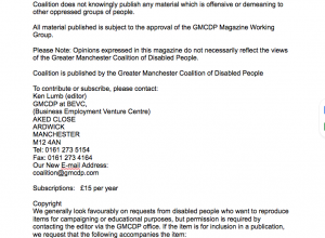   Coalition magazine, Rainbow edition, May 2006, Greater Manchester Coalition of Disabled People