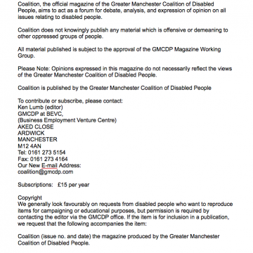   Coalition magazine, Rainbow edition, May 2006, Greater Manchester Coalition of Disabled People