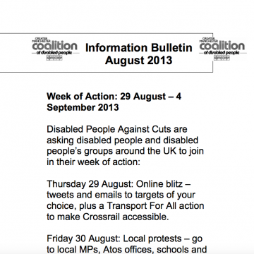   GMCDP Information Bulletin August 2013, Greater Manchester Coalition of Disabled People