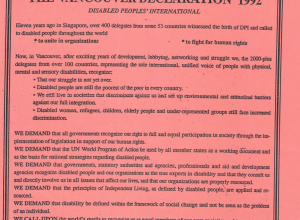   The Vancouver Declaration 1992, Disabled People’s International