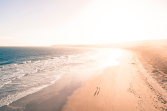 Aerial Landscape Shots of Waves and Beach Along Great Ocean Road, Victoria, Australia at Sunset