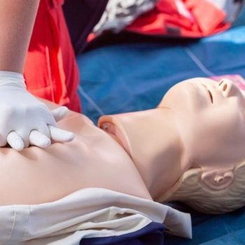 CPR training on a model