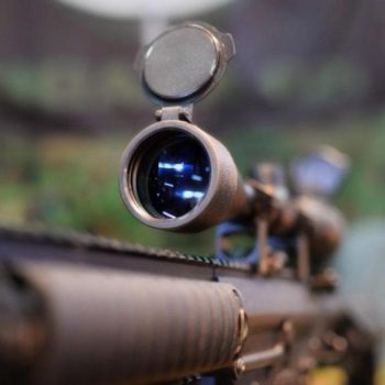 Close up of the sight on a rifle