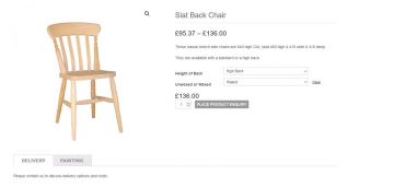 Slat Back Chair product page on R Froud Pine Furniture Website