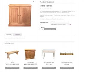 Two Door product page on R Froud Pine Furniture Website
