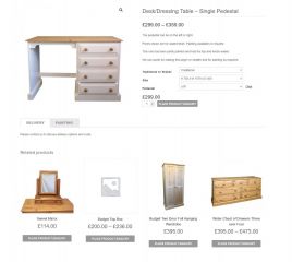 Dressing Table product page on R Froud Pine Furniture Website