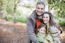 Portrait of family in woods